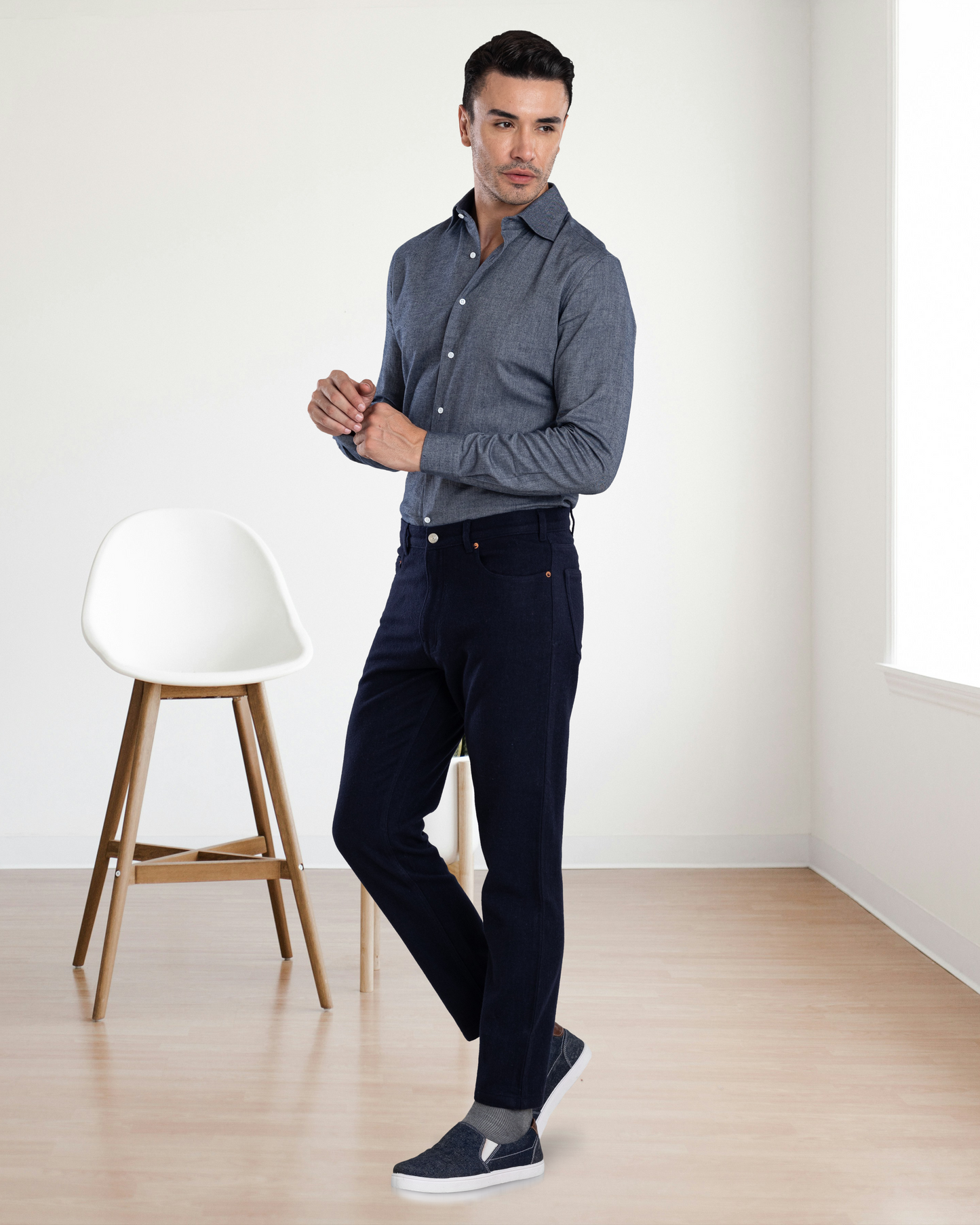 Navy Wool Jeans