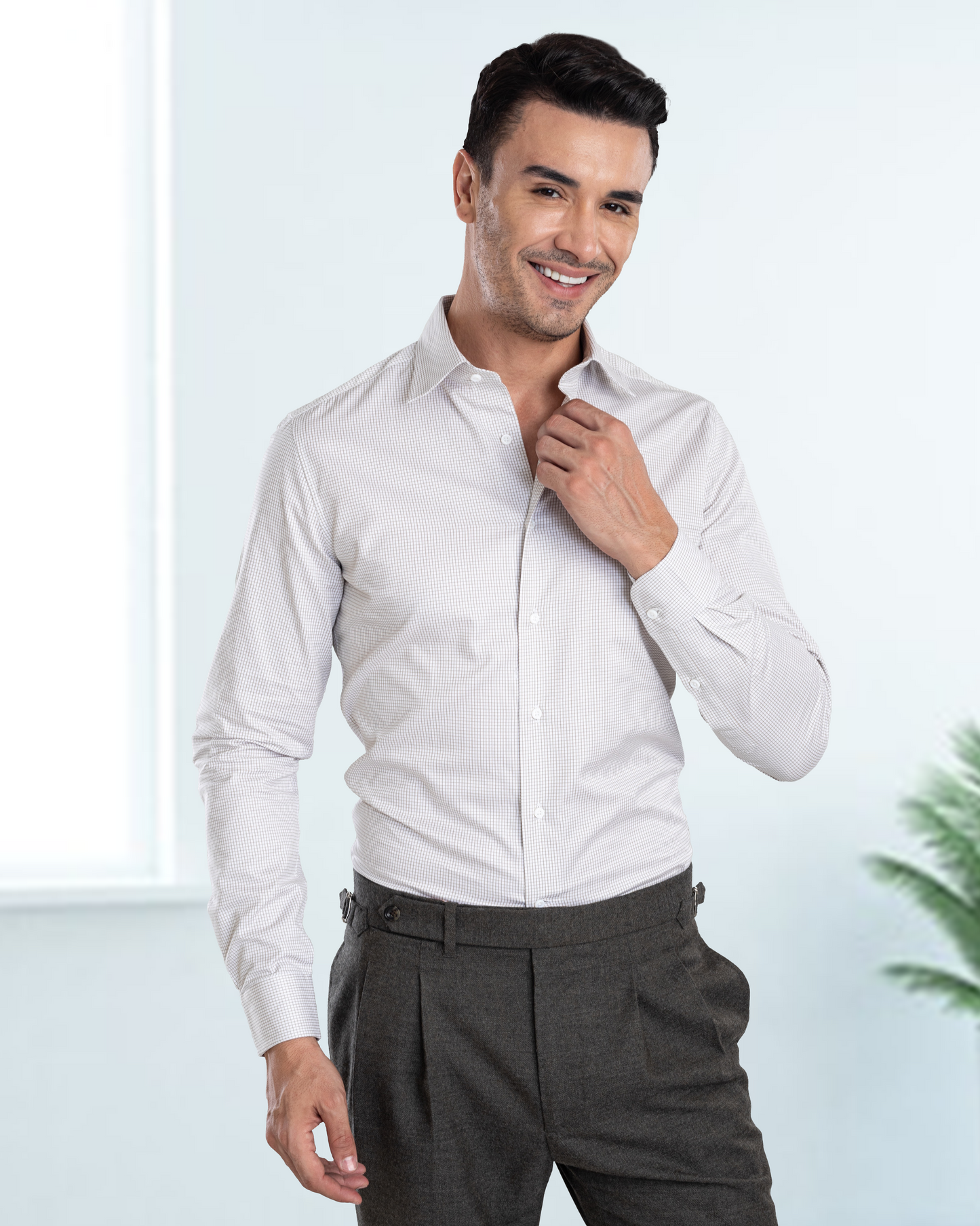 Dugdale Olive Grey Wool Flannel Dress Pant