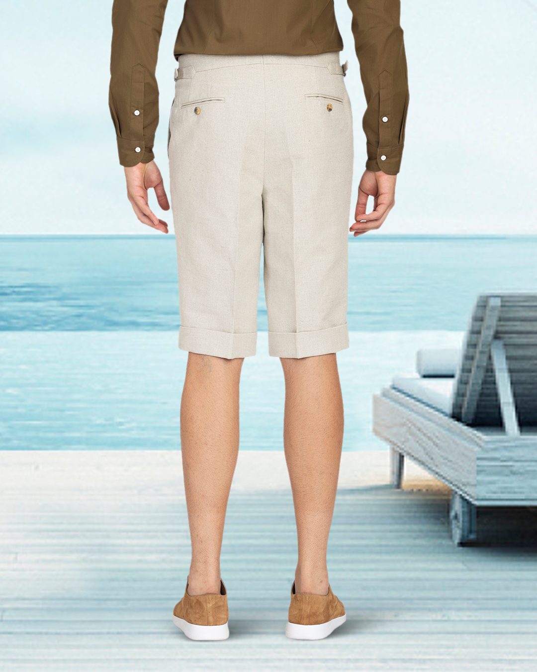 Linen Cotton Canvas: Jute Brown Shorts