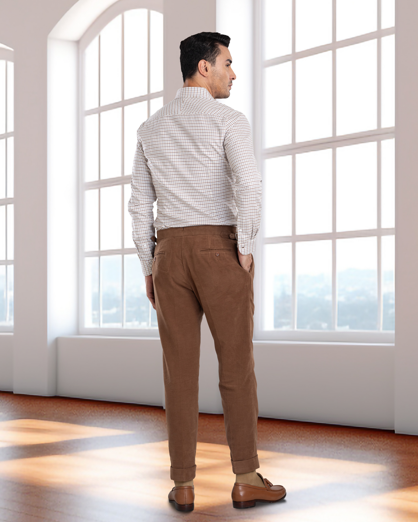 Zegna Brown Cashco Moleskin Dress Pant