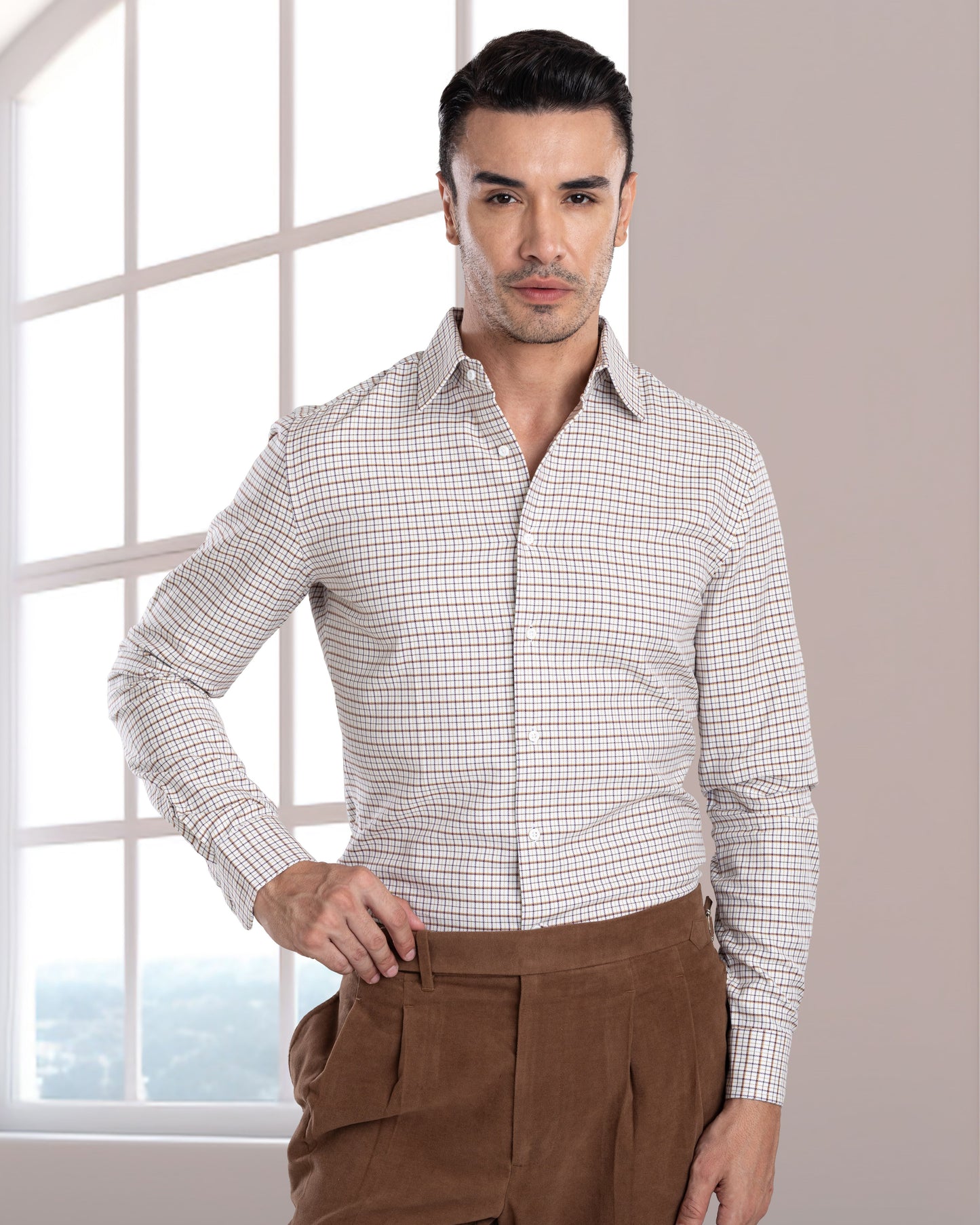 Zegna Brown Cashco Moleskin Dress Pant