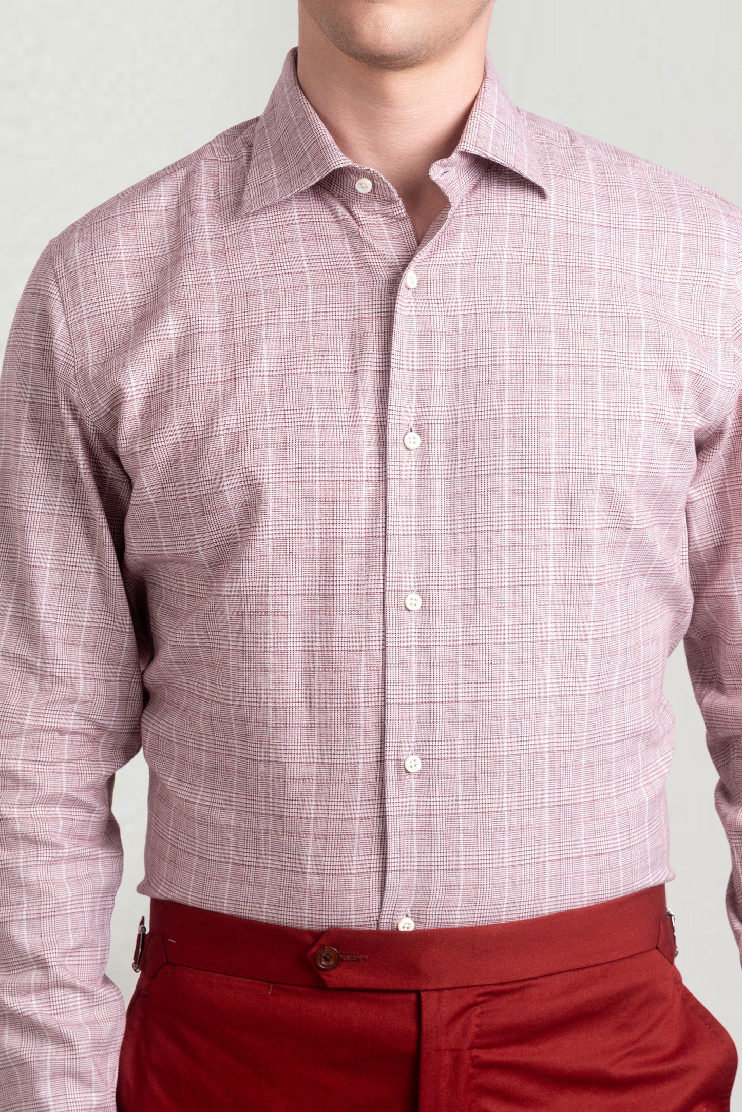 Maroon Prince Of Wales Check Shirt