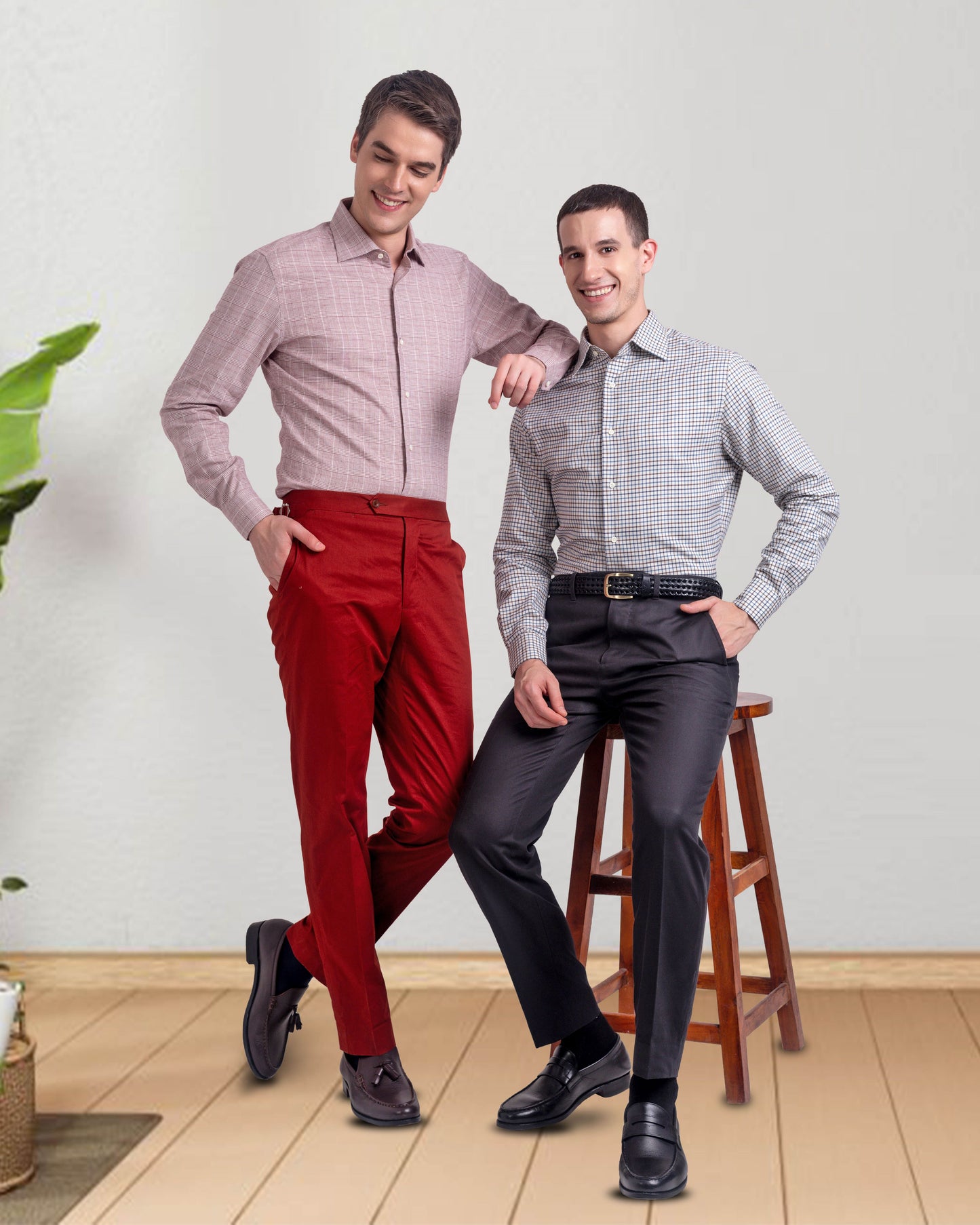 Maroon Prince Of Wales Check Shirt