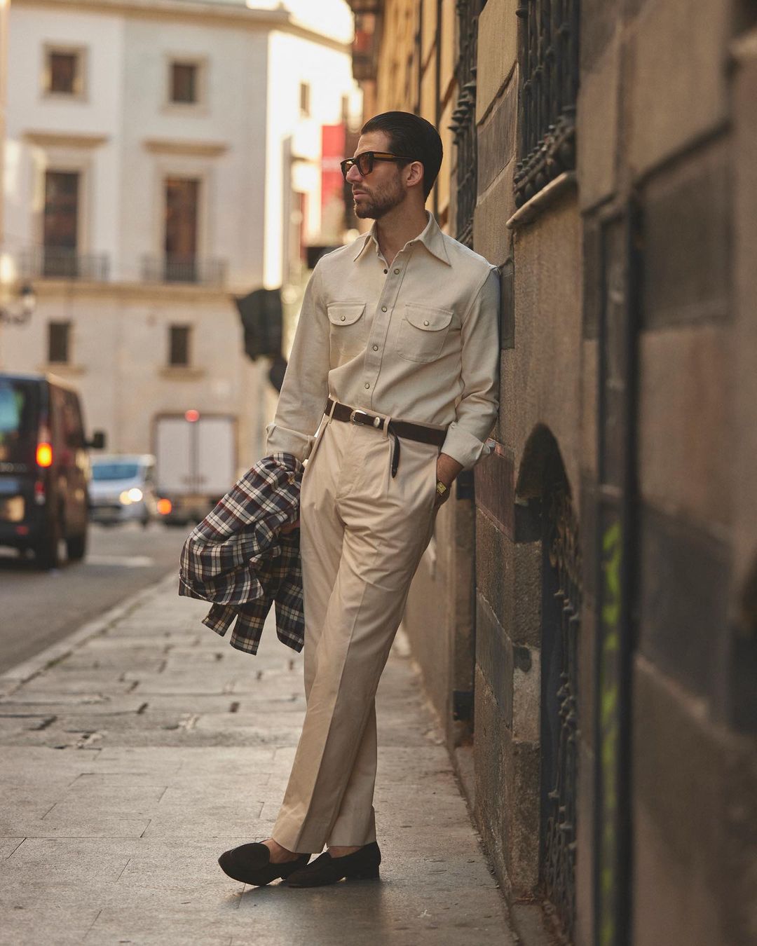 Pleated Khaki Twill Pant