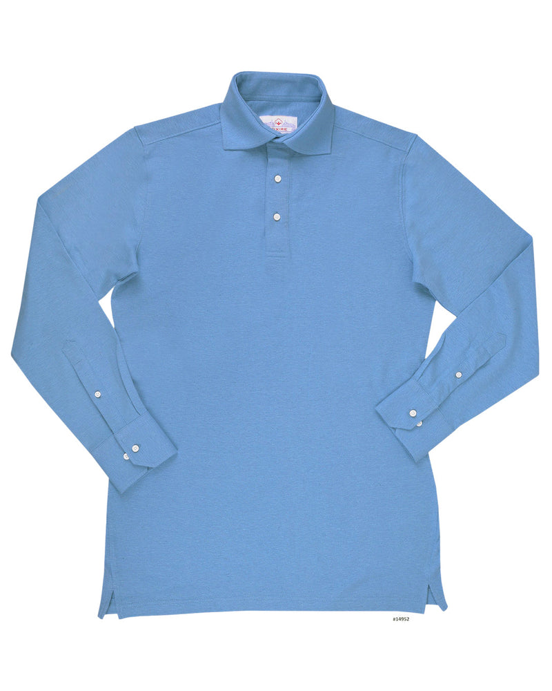 Stahlblaues Polo-T-Shirt aus Baumwolle
