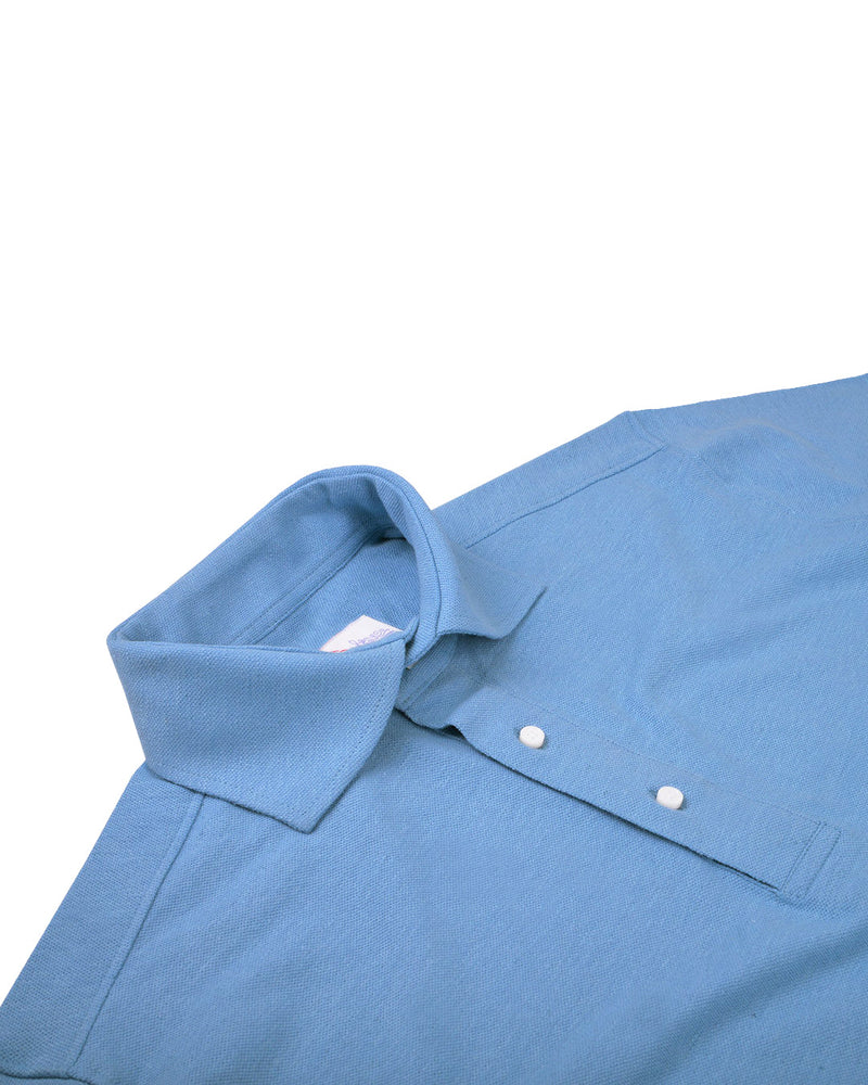 Stahlblaues Polo-T-Shirt aus Baumwolle