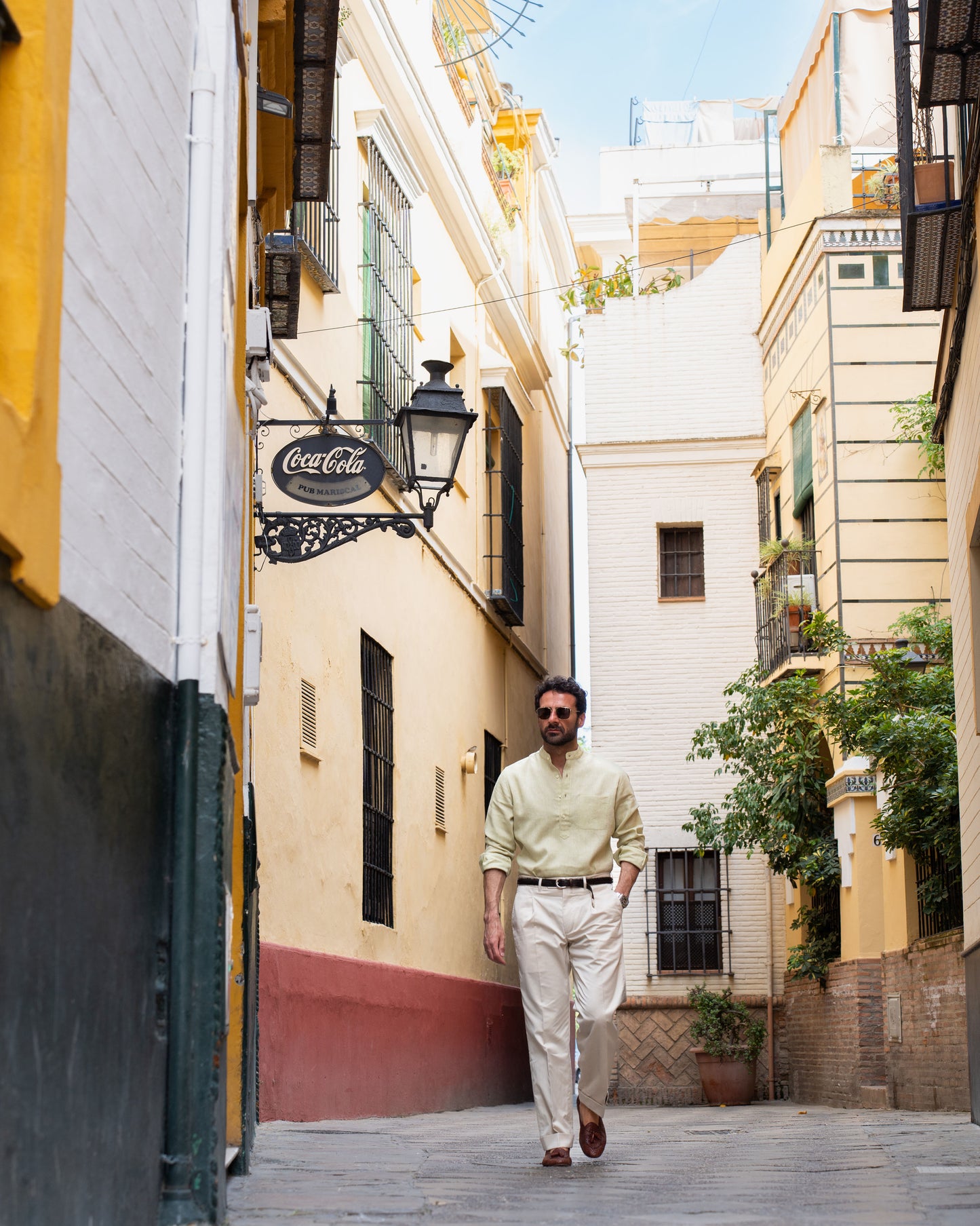 Light Olive Green Slub Linen Summer Shirt