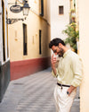 Light Olive Green Slub Linen Summer Shirt