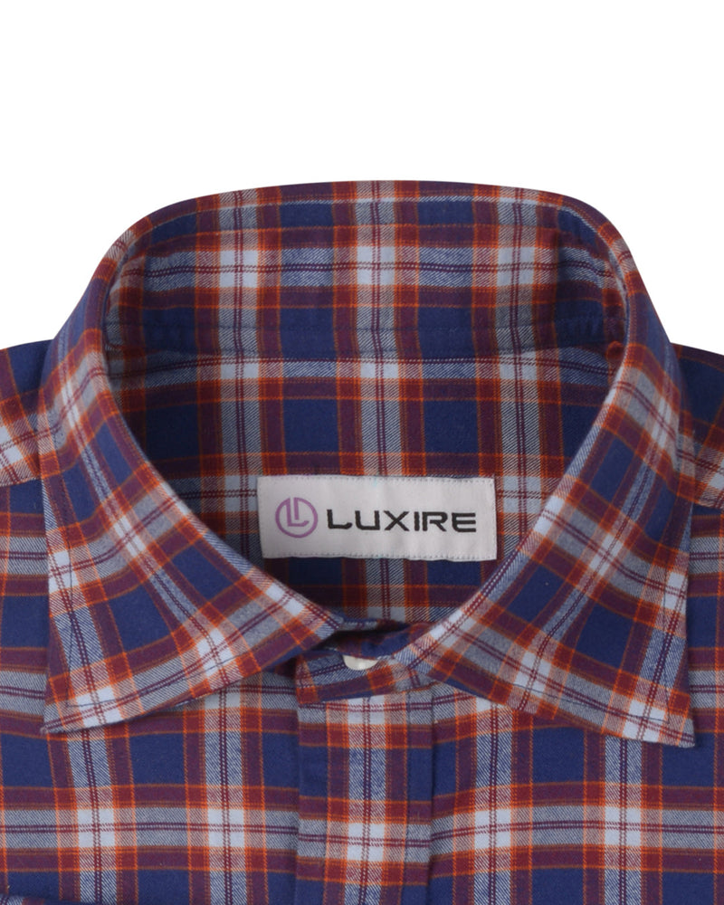 Marineblauer, pflaumenfarbener Tattersall-Soft-Twill
