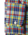 Blau-gelbe, blutende Madras-Karos