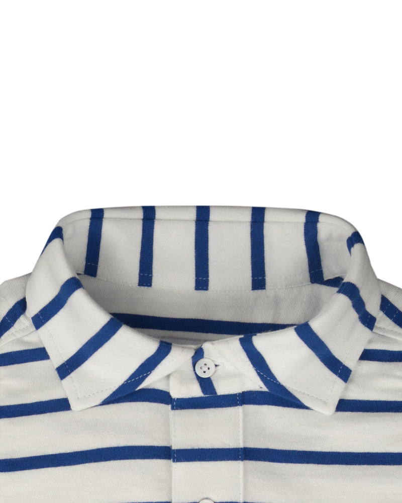 Marineblau-weiß gestreiftes Polo-T-Shirt