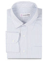 A Touch of Silk: Blue Shadow Stripes on White: Natural Wrinkle Free