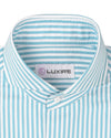 Aqua Blue Dress Stripes Dobby on White