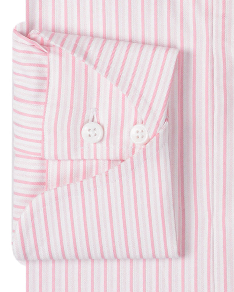 Rayures Dobby rose pâle sur fond blanc