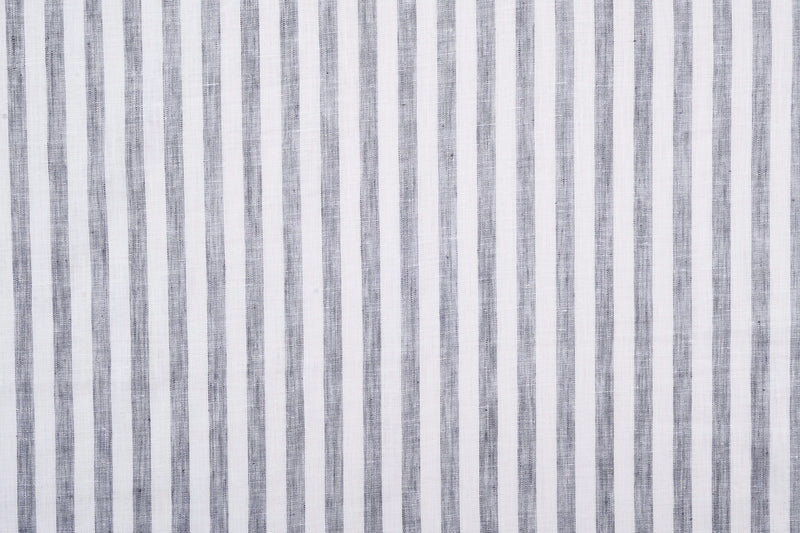 Linen: Grey Tape Stripes On White Shirt
