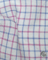 Leinen: Pink Blue Tattersall auf Weiß