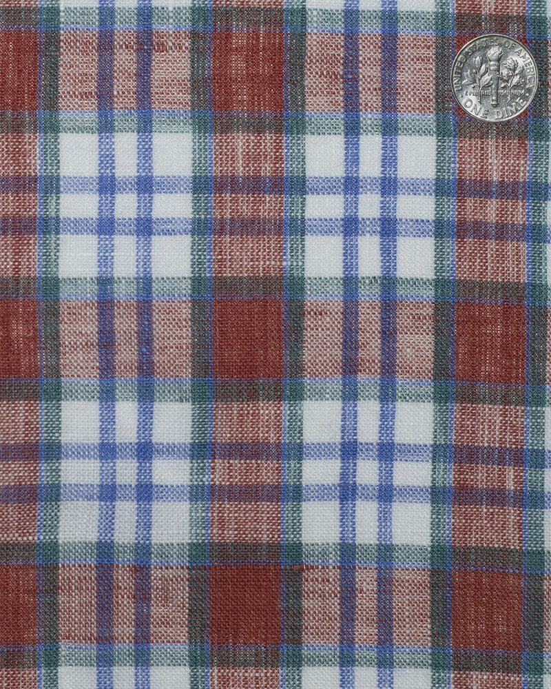 Leinen: Blau Rot Weiß Madras Tattersall
