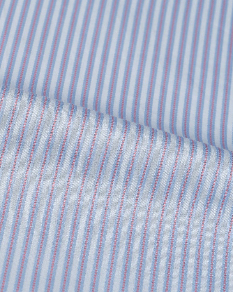 Pink Blue Satin Stripes on Pale Blue Shirt