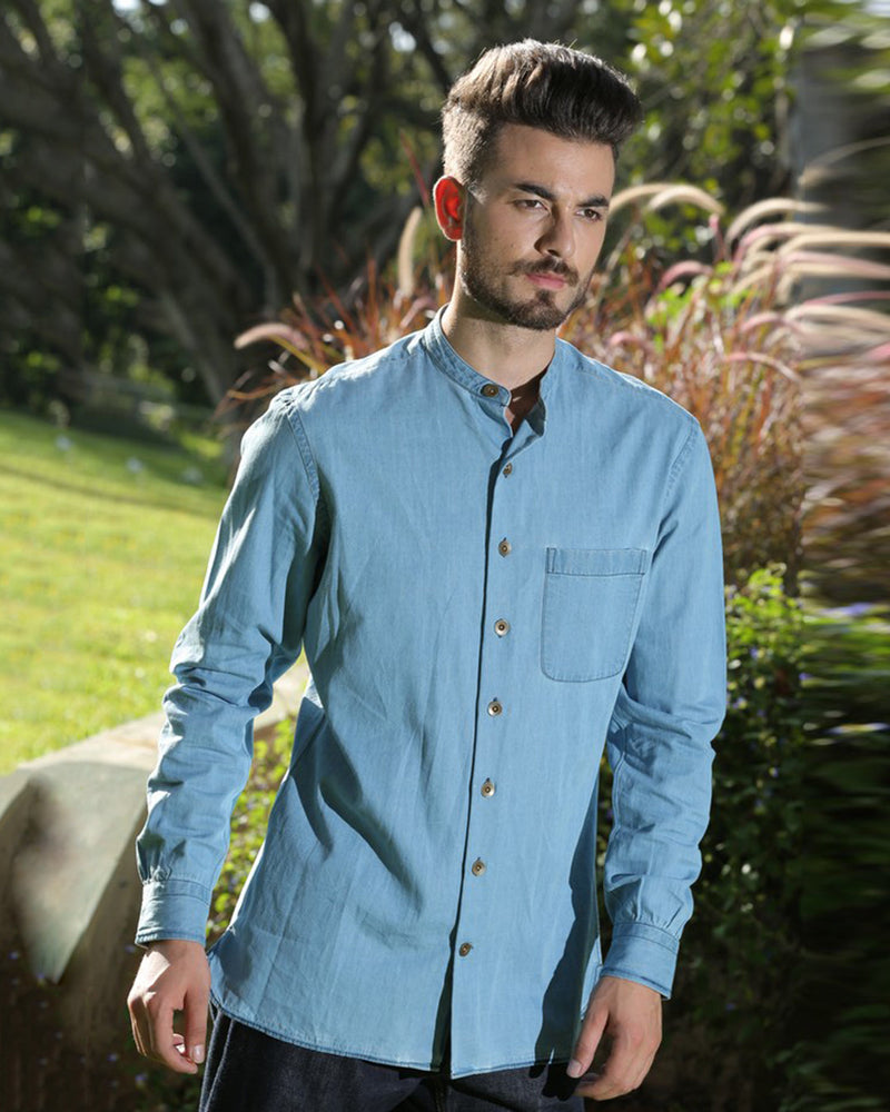 Gewaschenes Chambray-Freizeithemd