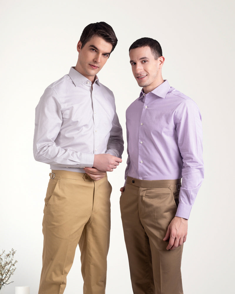 Malvenfarbenes Hemd mit Gingham-Karomuster