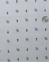 Col cubain PRÉRÉGLÉ en lin : Motifs imprimés gris sur fond blanc