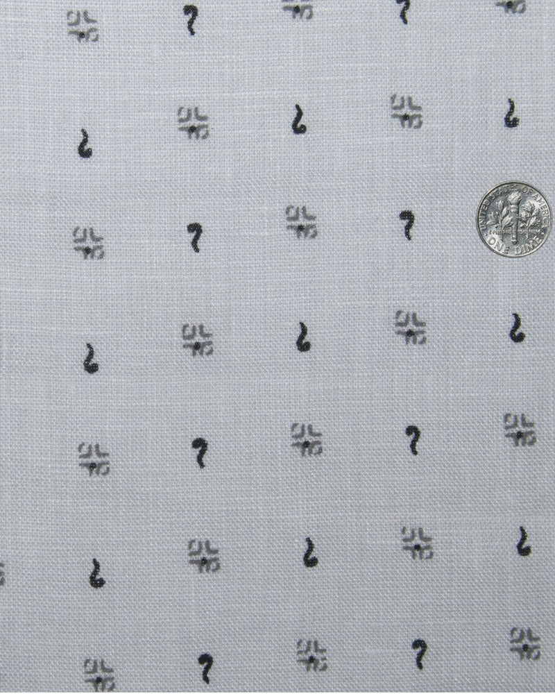 Col cubain PRÉRÉGLÉ en lin : Motifs imprimés gris sur fond blanc