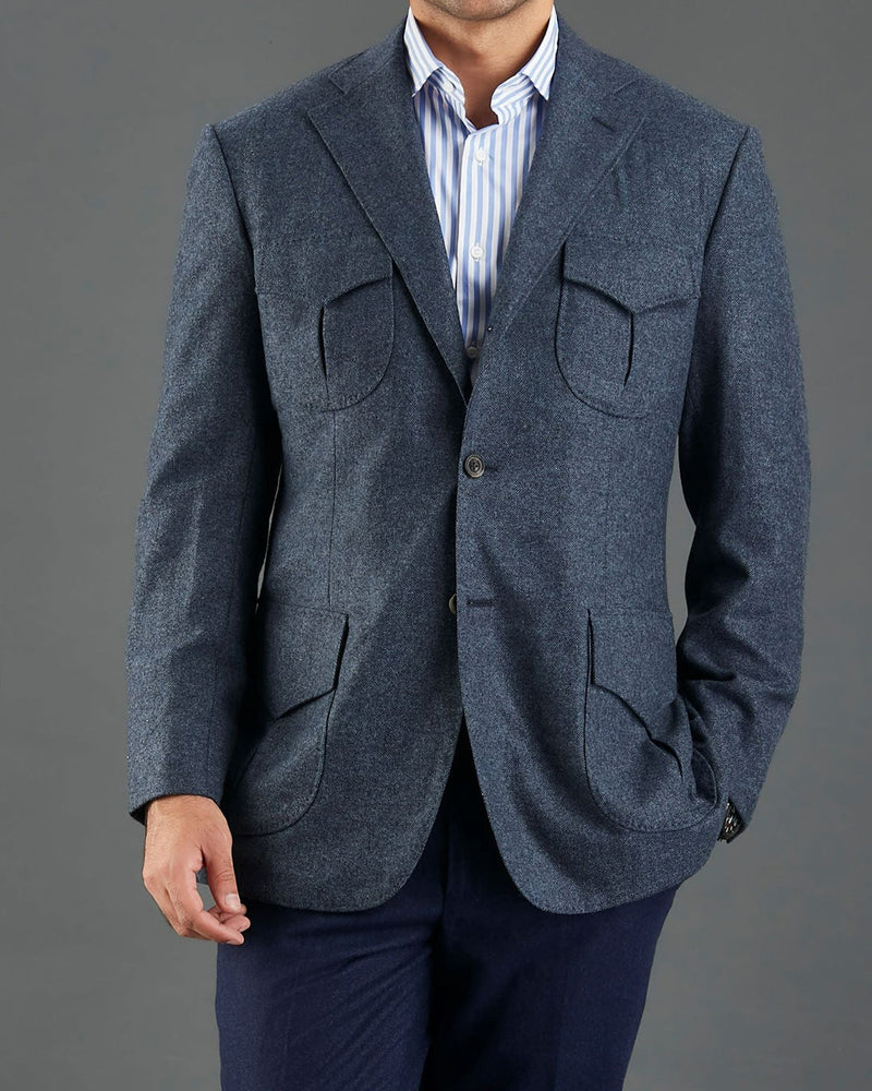 Ethomas preußisch blaue Harringbone-Jacke