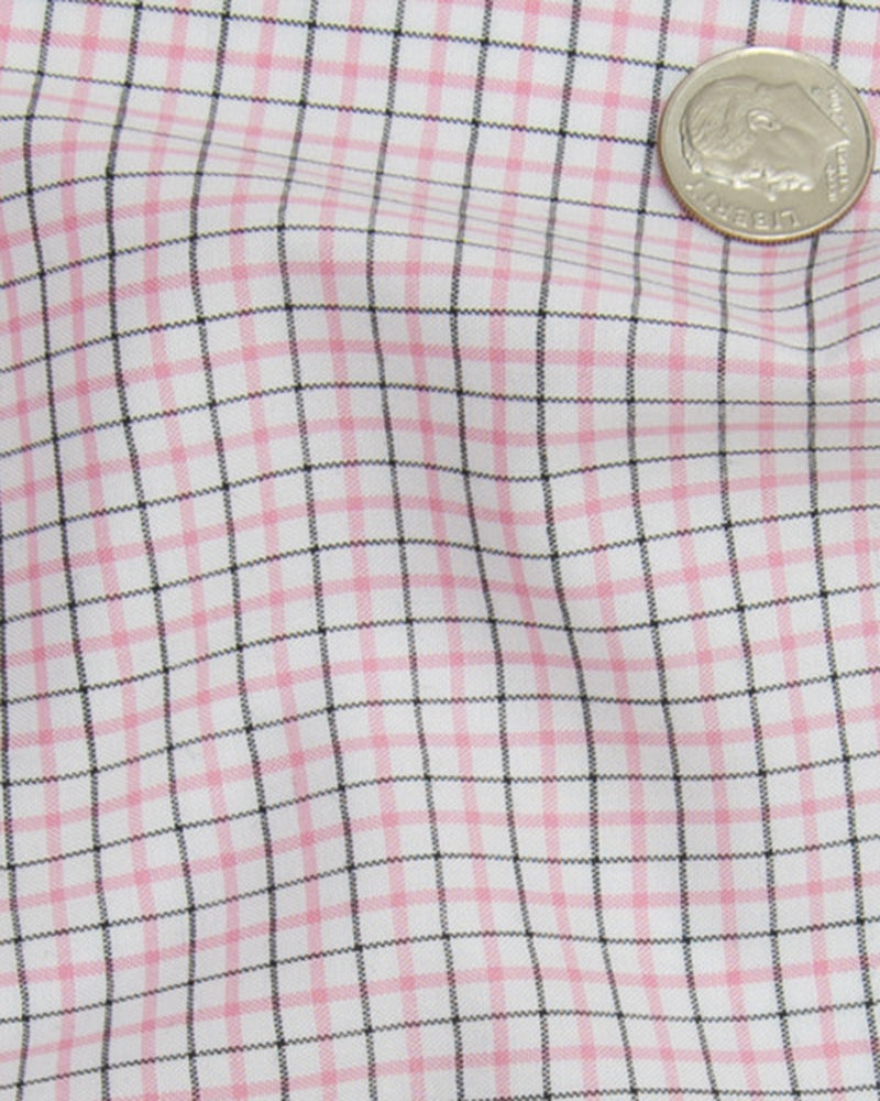 Rosa schwarze Tattersall-Karos auf Weiß