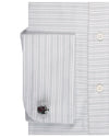 Alumo Oxford Stone Grey and Navy Alternate Stripes