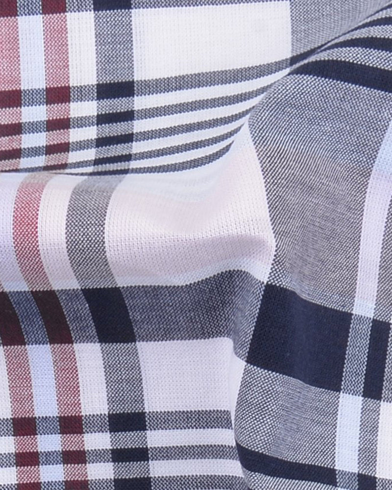 Navy Red Pink Madras Checks