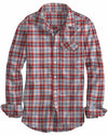 Roter, marineblauer, cremefarbener Twill mit Madras-Karos