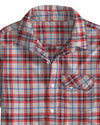 Roter, marineblauer, cremefarbener Twill mit Madras-Karos