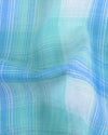 Seersucker à carreaux Madras bleu clair turquoise d'été