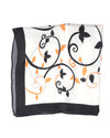 Einstecktuch - Schwarz, Orange, Blumenmuster auf Weiß