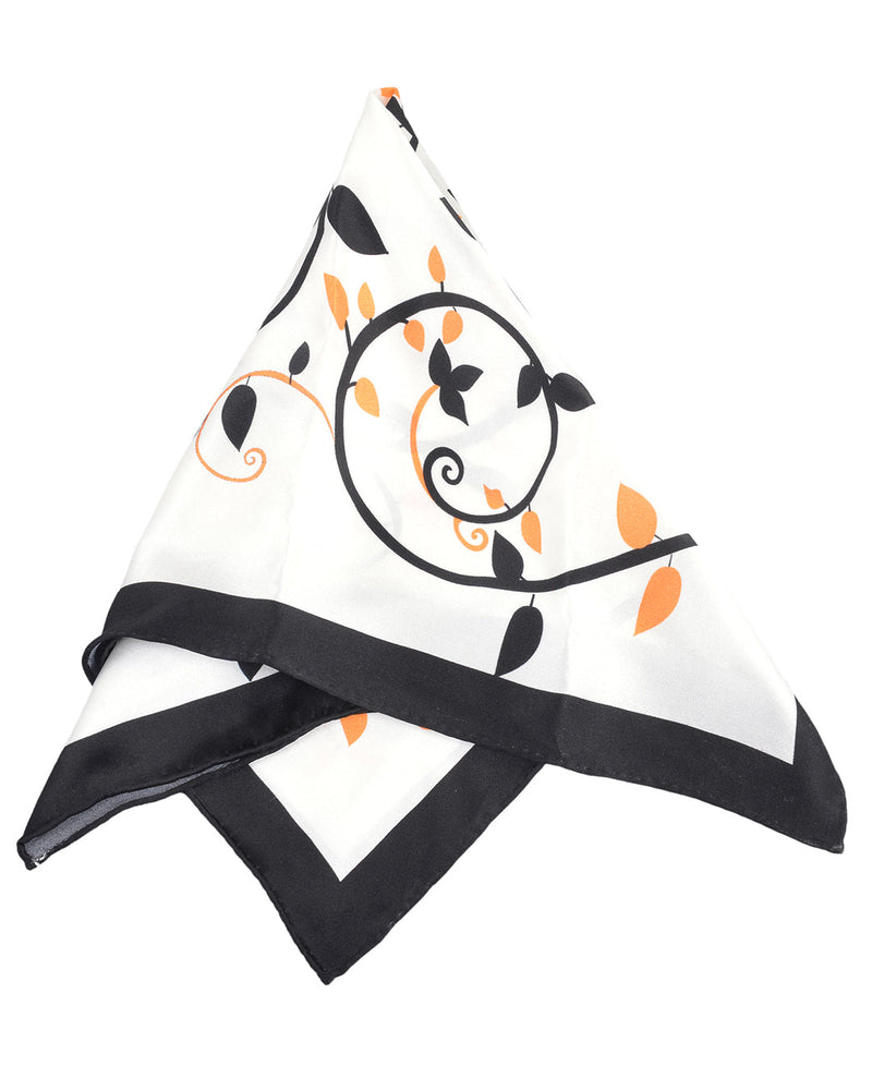 Einstecktuch - Schwarz, Orange, Blumenmuster auf Weiß