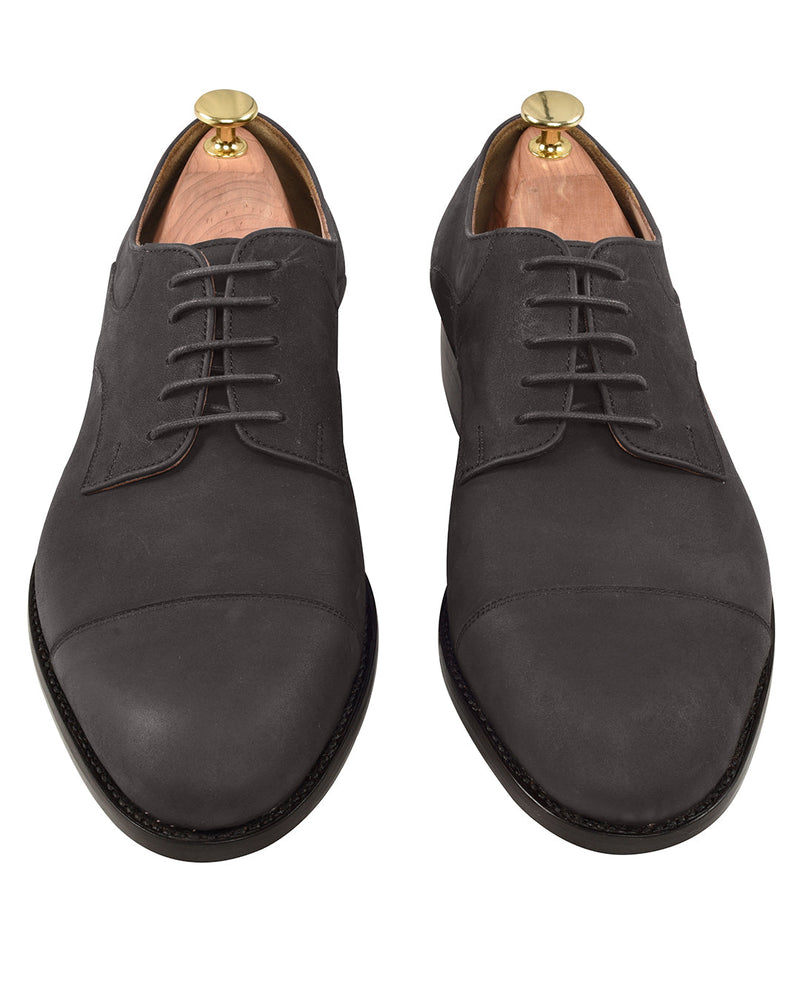 Nubuck Captoe Derby Schwarz