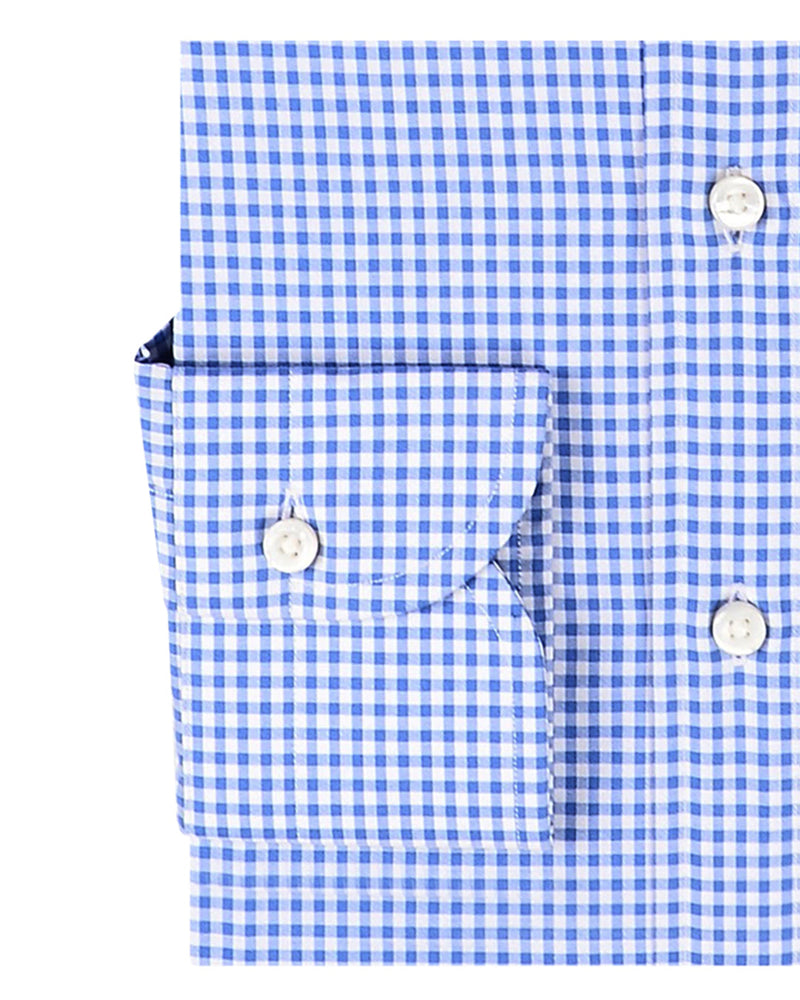 Petit vichy bleu sur fond blanc