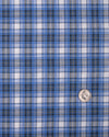 Madras à carreaux bleus, noirs et blancs