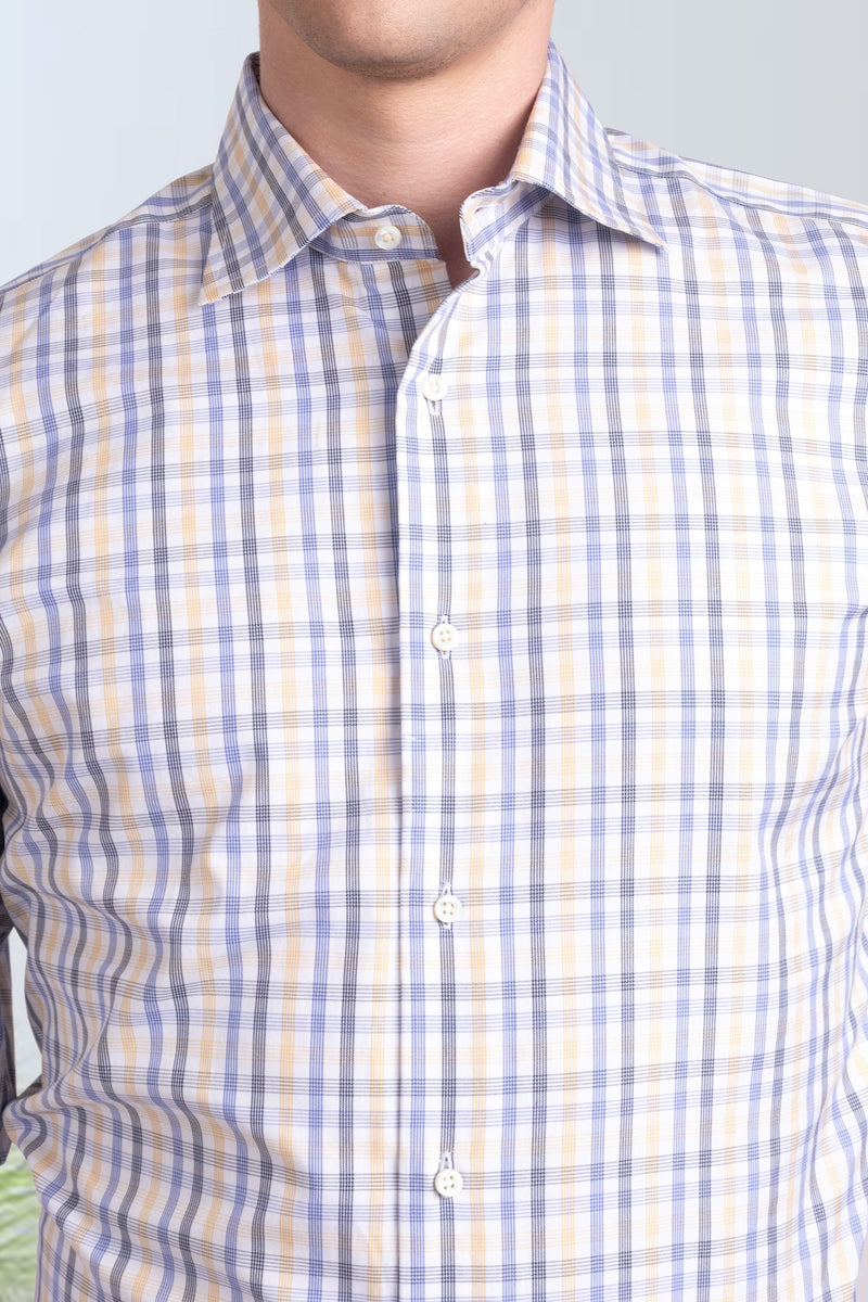 Chemise Patersall bleu et jaune de campagne