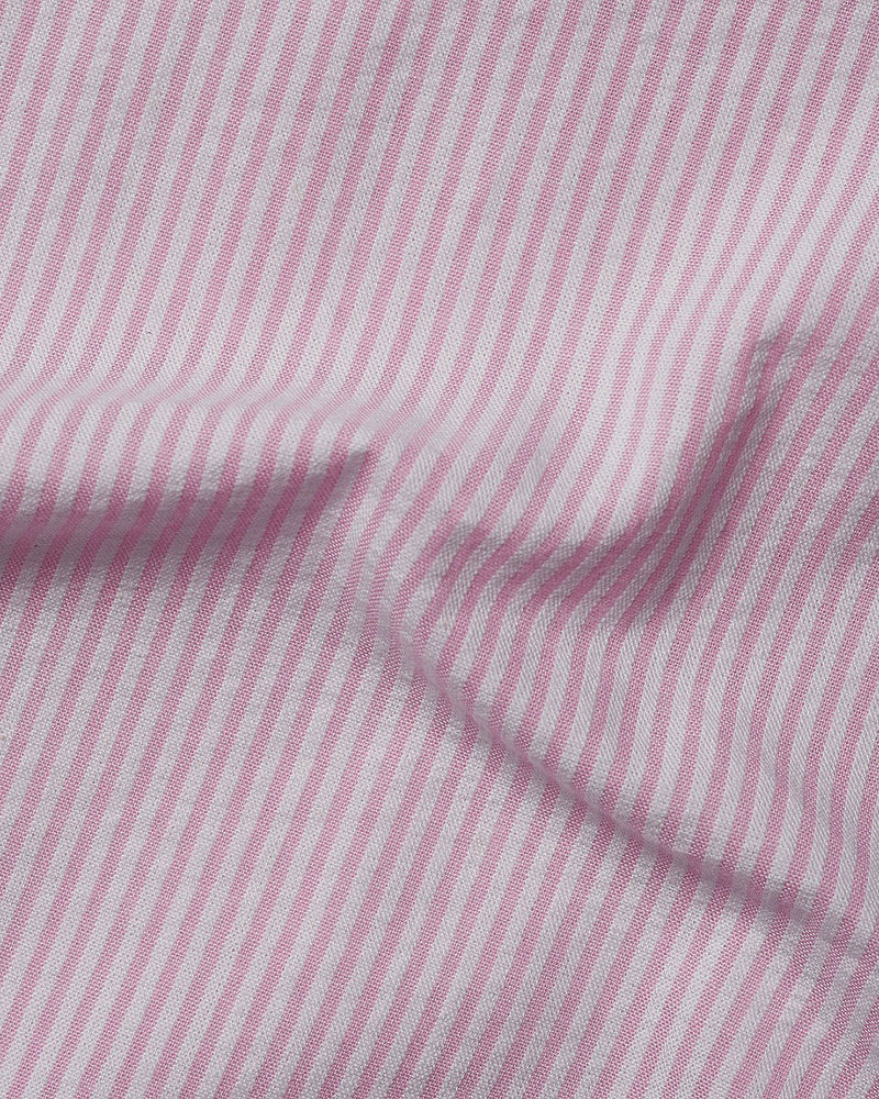 Sommerhemd in Pink White Pin Stripes Seersucker