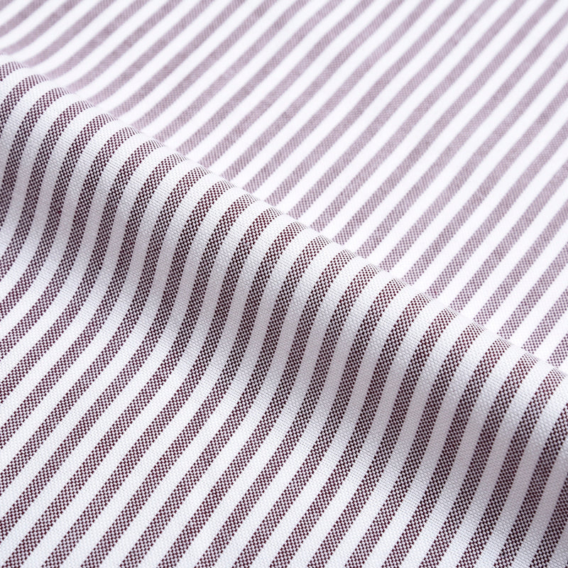 Maroon University Stripes Wrinkle Resistant Oxford Shirt
