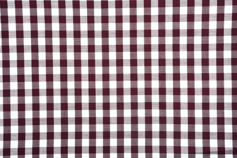 Maroon on White Broad Gingham Checks Shirt
