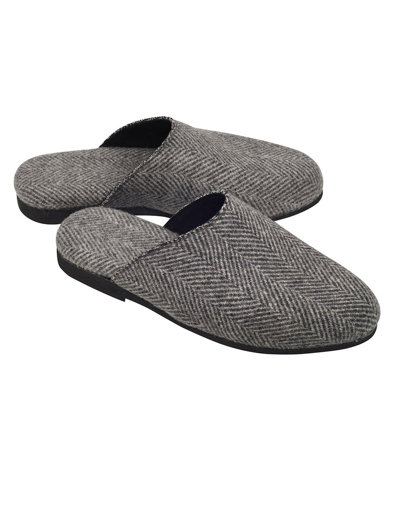 Suede-Cashmere Slippers Grey