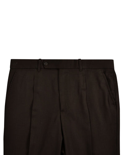 Brown Wool Birdseye Dress Pant