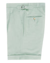 Pale Green Cotton Canvas Linen Shorts