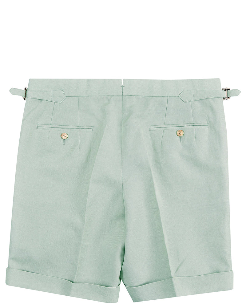 Pale Green Cotton Canvas Linen Shorts