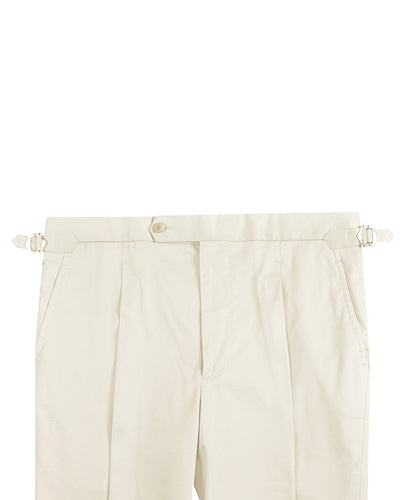 Ivory Cotton Twill Dress Pant