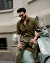 Olive Green Linen Shirt