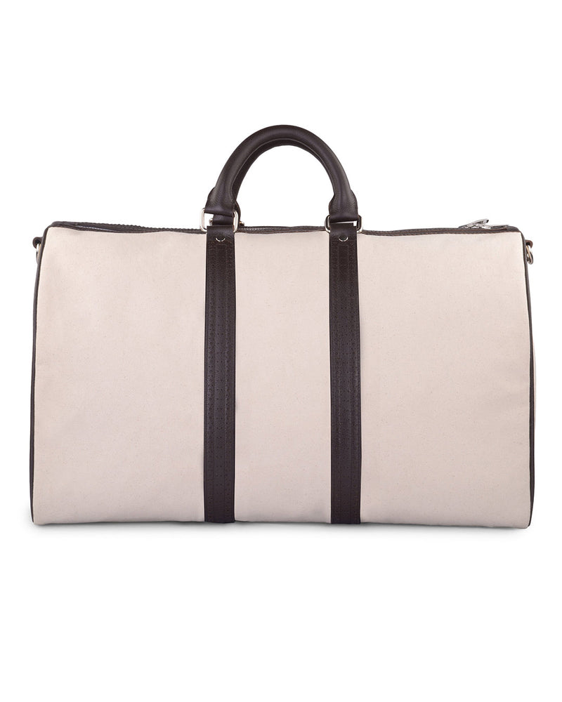 Reisetasche mit Lederbesatz