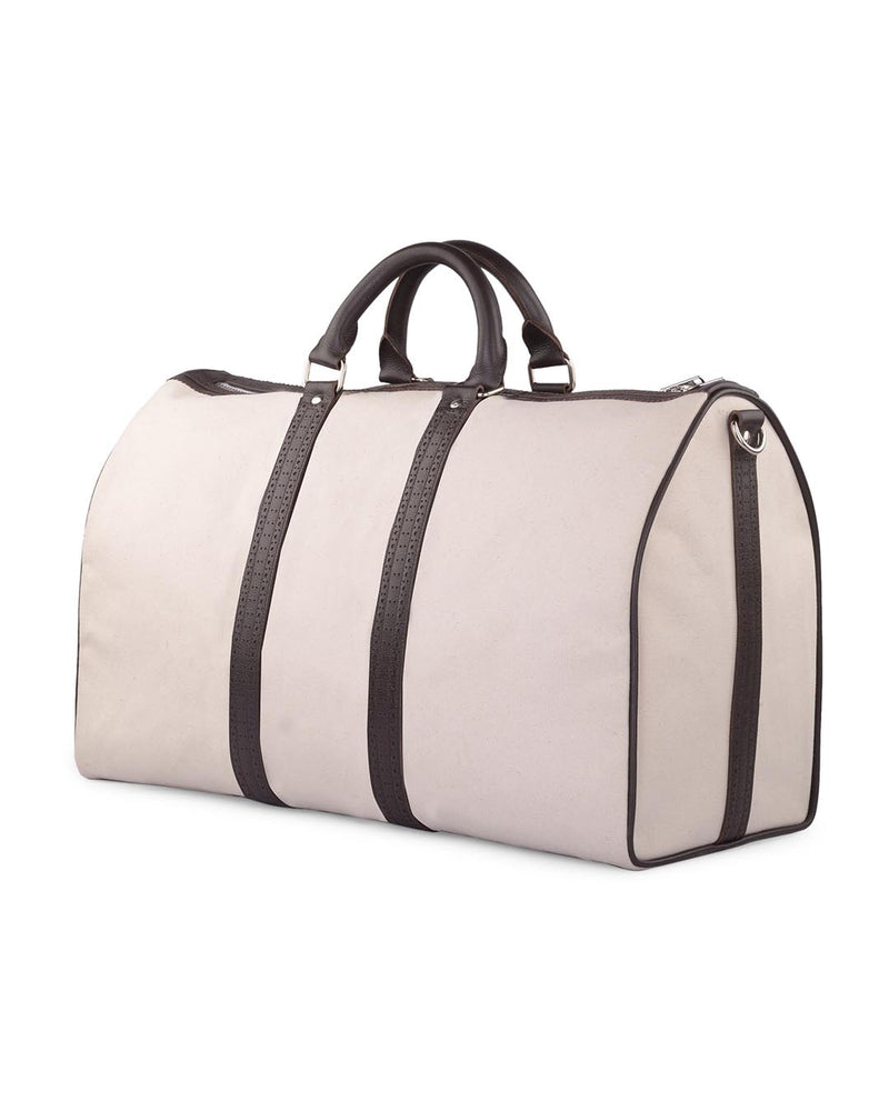 Reisetasche mit Lederbesatz